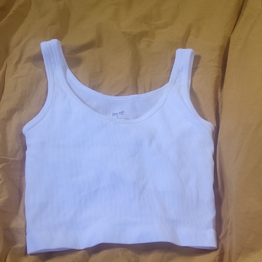 White Ribbed Tank Top